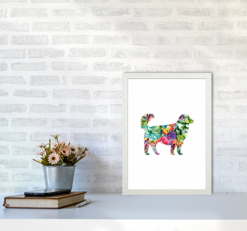 Succulents Dog Animal Art Print by Seven Trees Design A3 Oak Frame