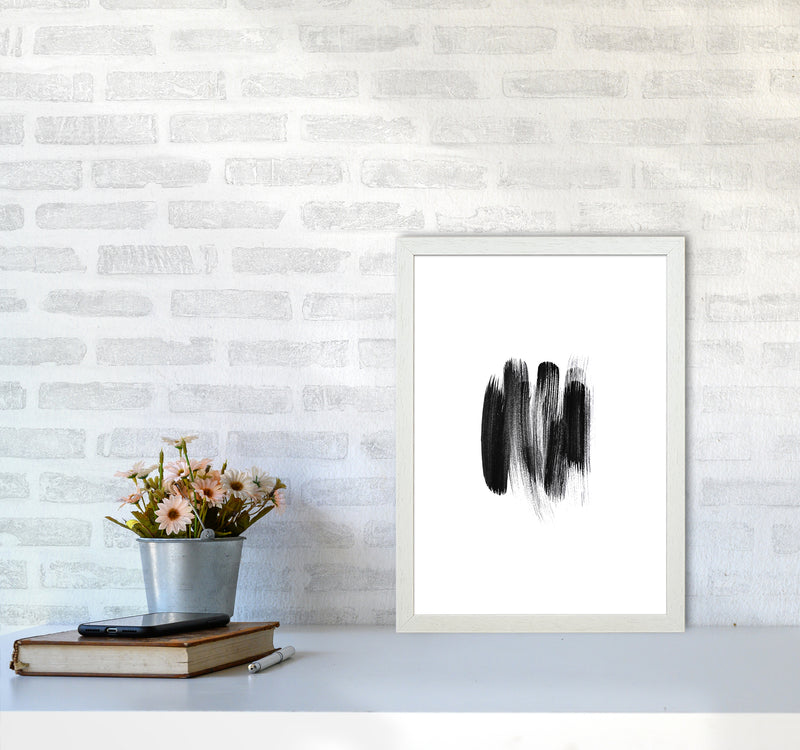 The Black Strokes Abstract Art Print by Seven Trees Design A3 Oak Frame