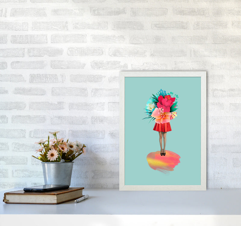 The Floral Girl Art Print by Seven Trees Design A3 Oak Frame