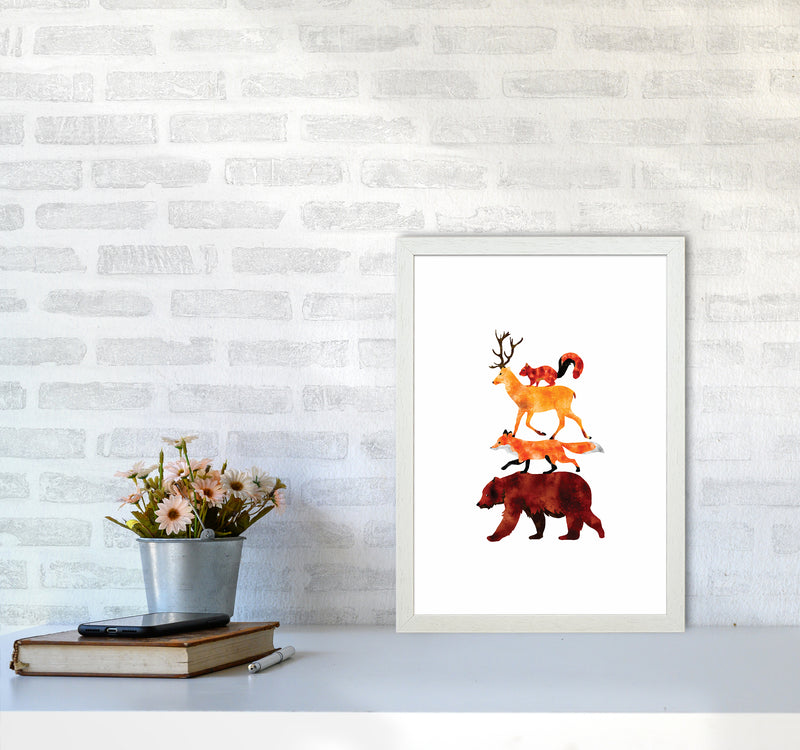 The Forest Friends Childrens Art Print by Seven Trees Design A3 Oak Frame