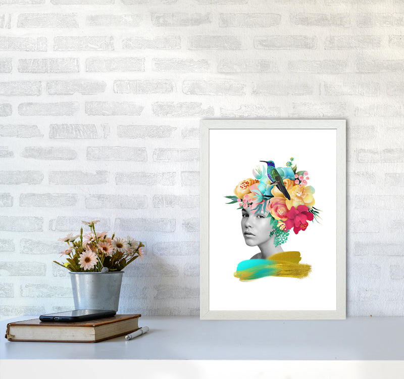 The Girl And The Paradise Art Print by Seven Trees Design A3 Oak Frame