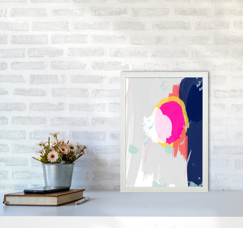The Happy Paint Strokes Abstract Art Print by Seven Trees Design A3 Oak Frame
