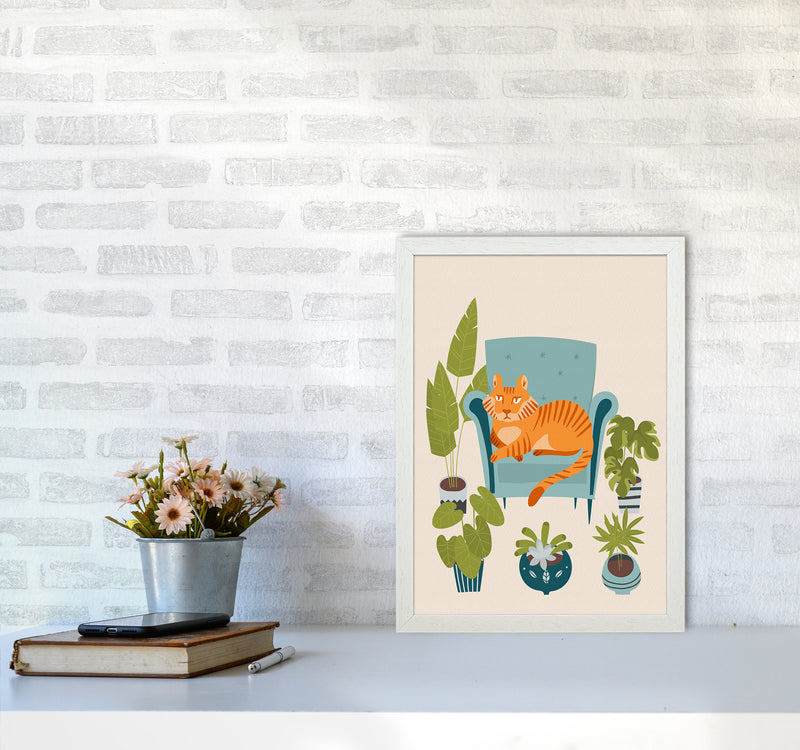 The Tiger of the city Art Print by Seven Trees Design A3 Oak Frame