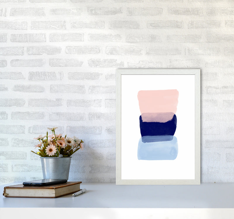 Three Colors Strokes Abstract Art Print by Seven Trees Design A3 Oak Frame