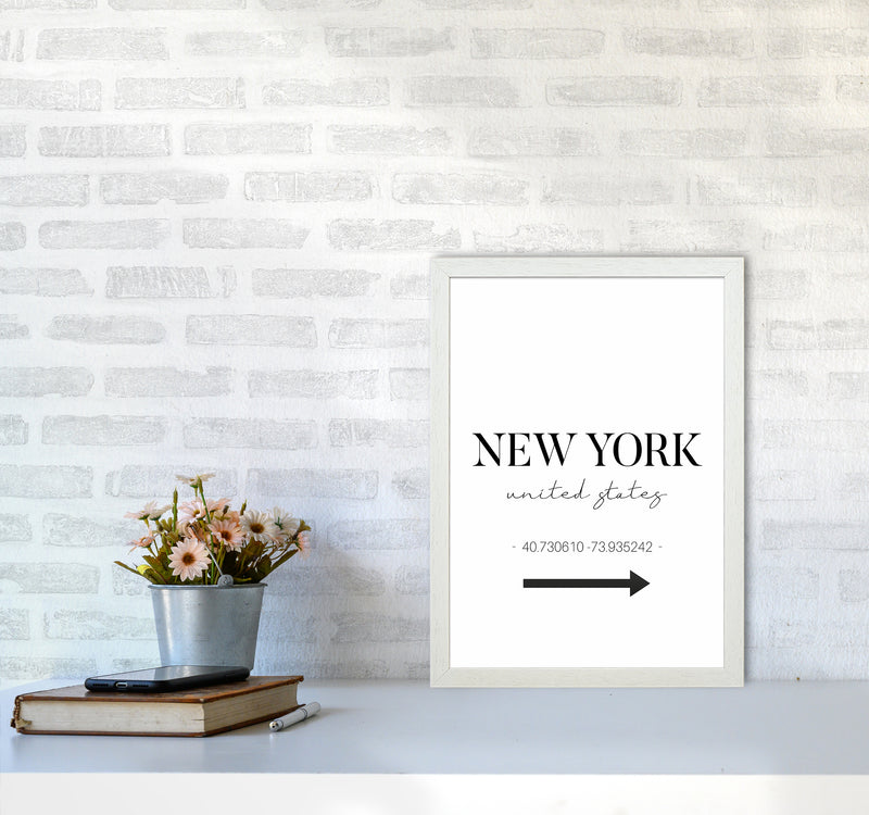 To New York Sign Art Print by Seven Trees Design A3 Oak Frame