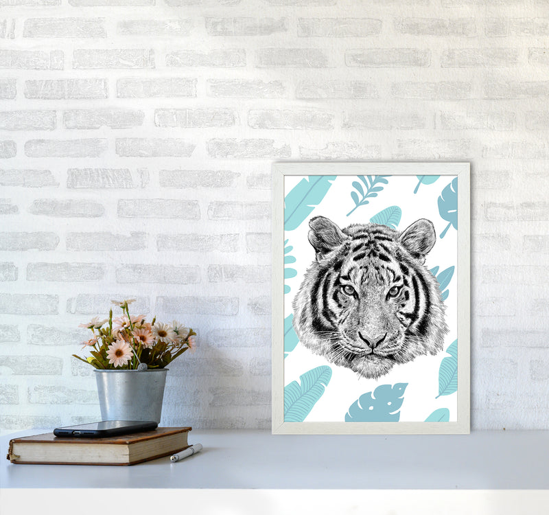Tropical Tiger Animal Art Print by Seven Trees Design A3 Oak Frame