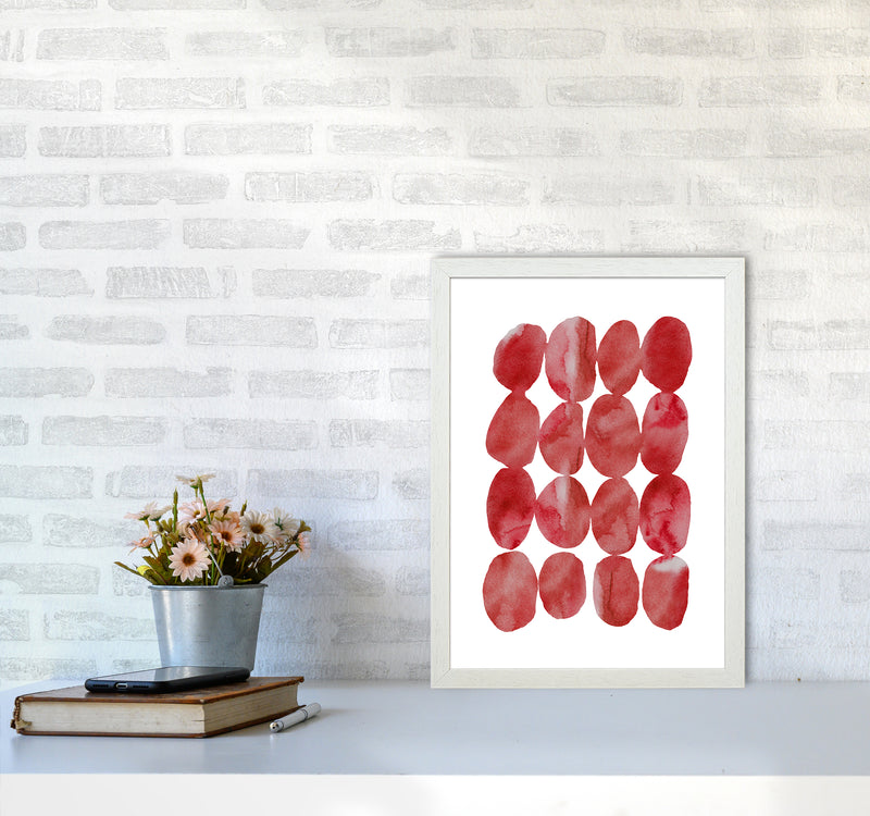 Watercolor Red Stones Art Print by Seven Trees Design A3 Oak Frame