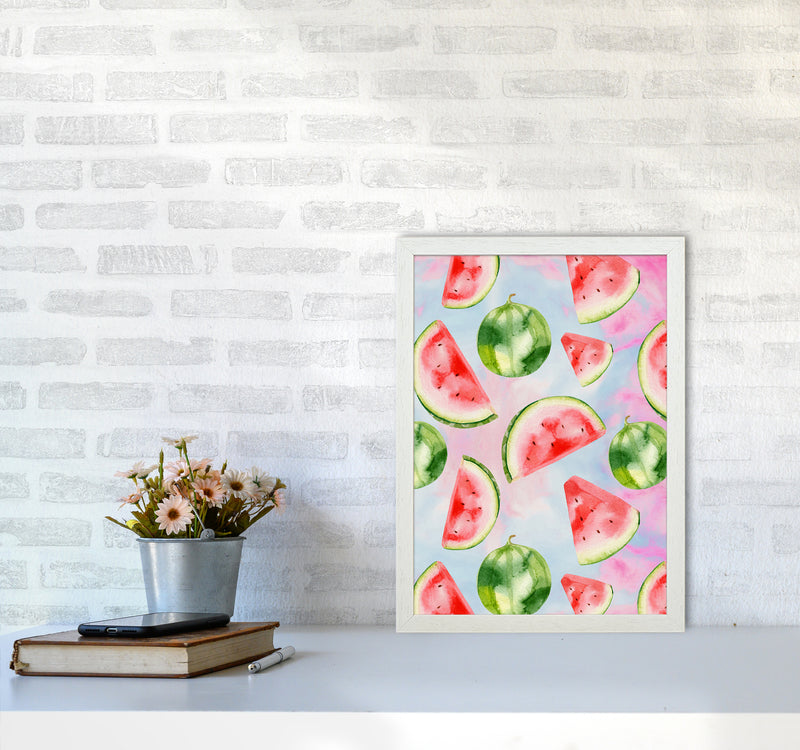 Watermelon in the Sky Kitchen Art Print by Seven Trees Design A3 Oak Frame