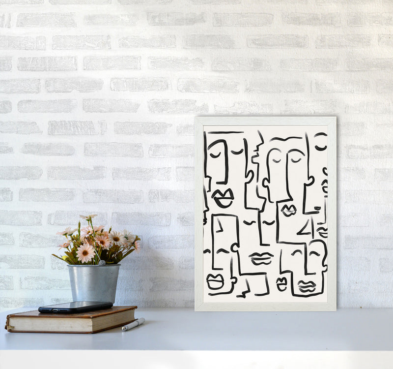Faces Drawing Art Print by Seven Trees Design A3 Oak Frame