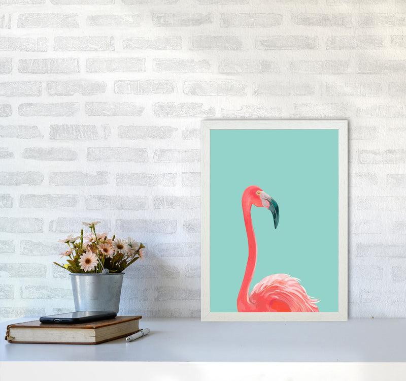 Flamingo In The Sky Art Print by Seven Trees Design A3 Oak Frame
