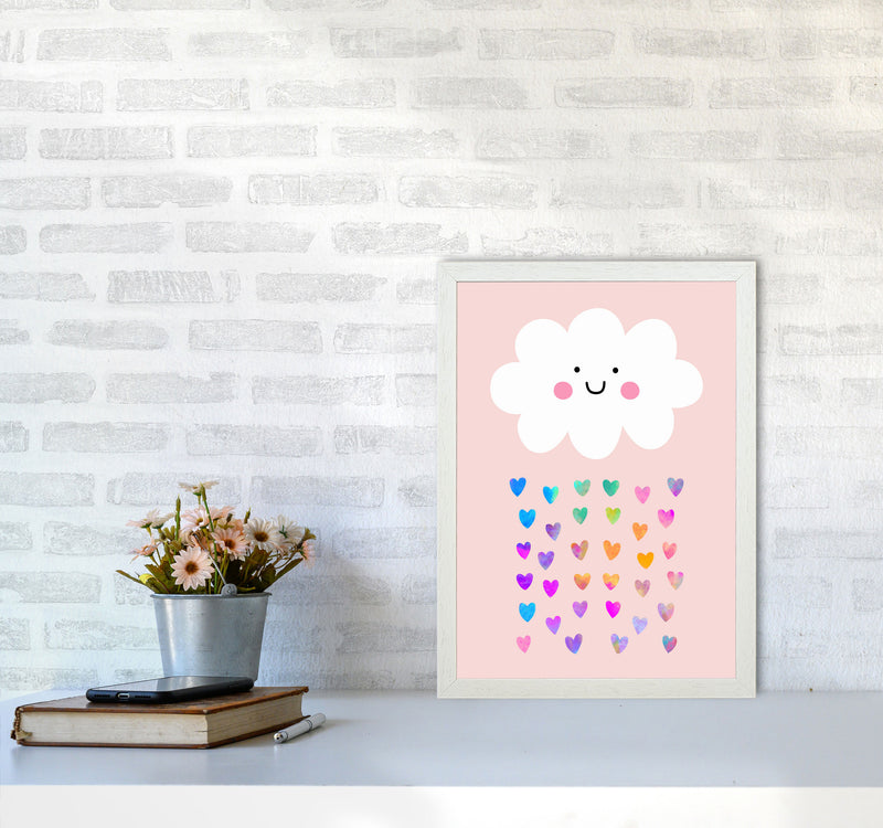 Happy Cloud Art Print by Seven Trees Design A3 Oak Frame