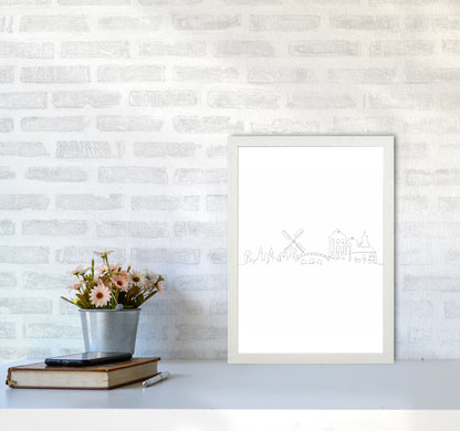 One Line Amsterdam Art Print by Seven Trees Design A3 Oak Frame