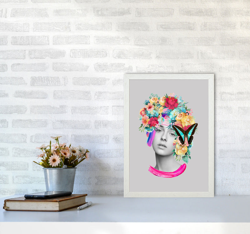 The Girl and the Butterfly Art Print by Seven Trees Design A3 Oak Frame