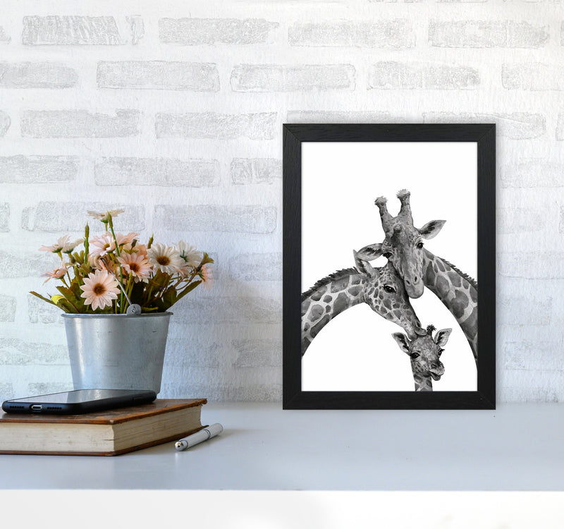 Giraffe Family Photography Art Print by Seven Trees Design A4 White Frame