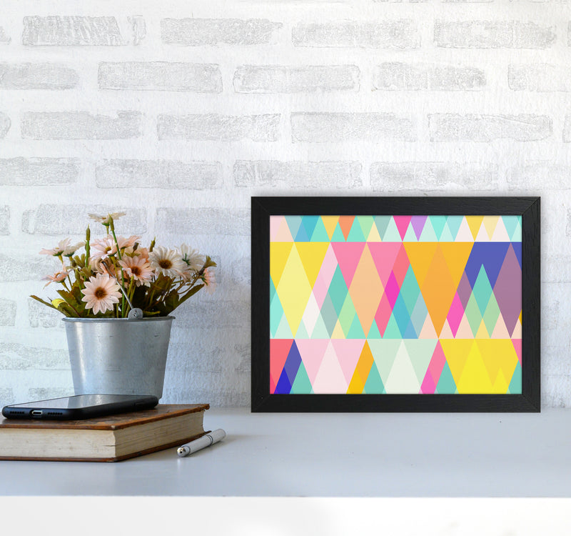 Happy Geometry Abstract Art Print by Seven Trees Design A4 White Frame