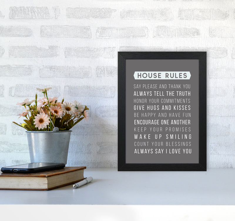 House Rules Quote Art Print by Seven Trees Design A4 White Frame
