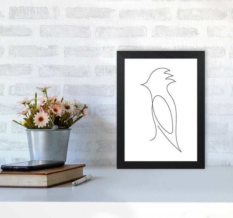 One Line Bird Art Print by Seven Trees Design A4 White Frame