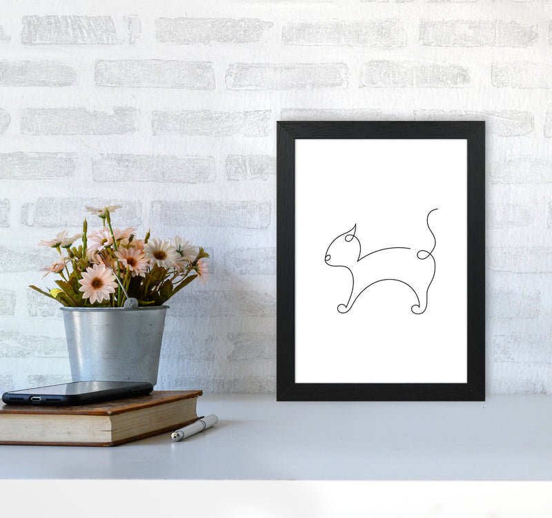 One Line Cat Art Print by Seven Trees Design A4 White Frame