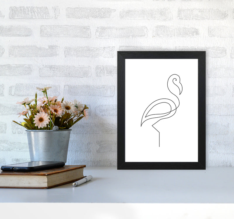 One Line Flamingo Art Print by Seven Trees Design A4 White Frame