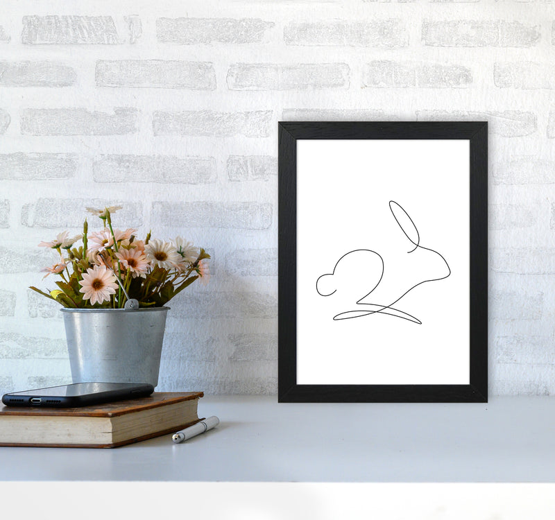 One Line Rabbit Art Print by Seven Trees Design A4 White Frame