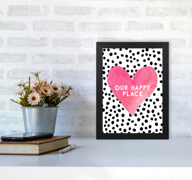 Our Happy Place Quote Art Print by Seven Trees Design A4 White Frame