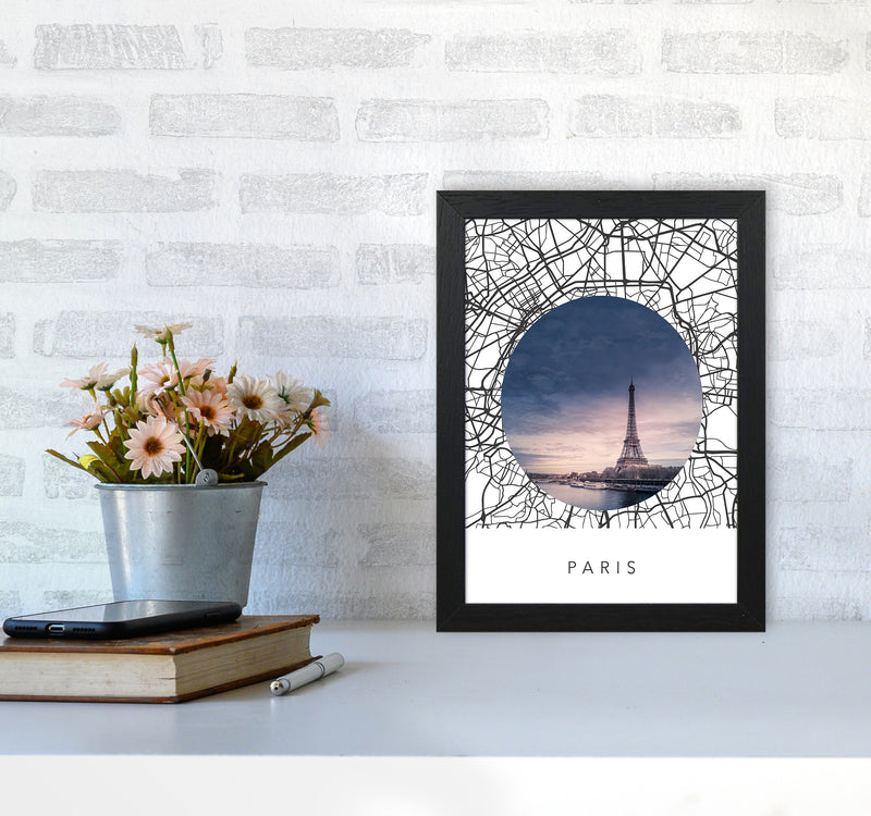 Paris Streets Collage Art Print by Seven Trees Design A4 White Frame