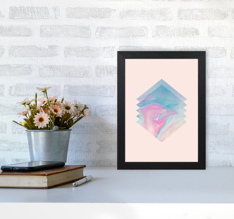 Pink Aqua Marble Abstract Art Print by Seven Trees Design A4 White Frame