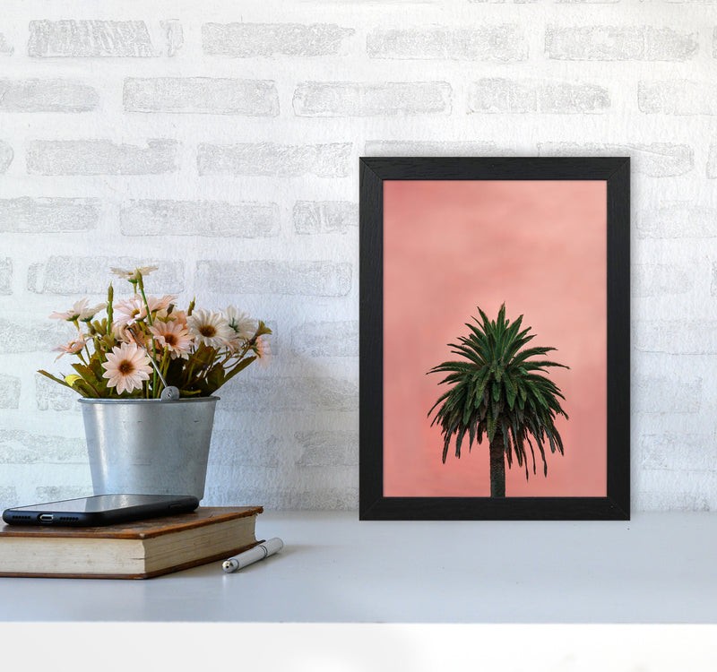 Pink Palm Abstract Art Print by Seven Trees Design A4 White Frame