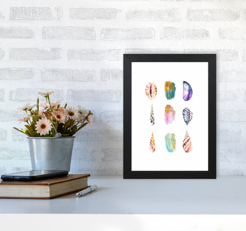 Sea And Brush Strokes I Shell Art Print by Seven Trees Design A4 White Frame