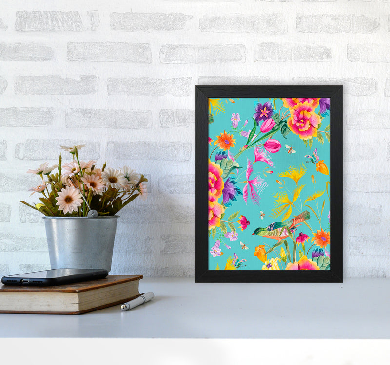 Spring Joy in blue Floral Art Print by Seven Trees Design A4 White Frame
