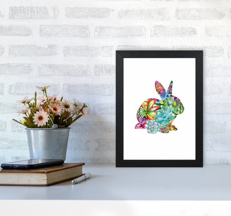 Succulents Bunny Animal Art Print by Seven Trees Design A4 White Frame