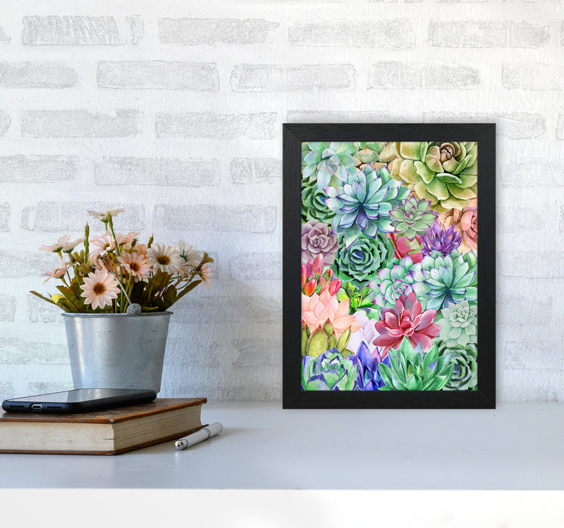 Succulents Paradise Botanical Art Print by Seven Trees Design A4 White Frame