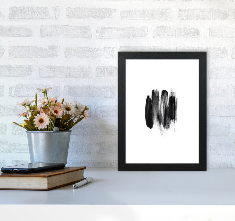 The Black Strokes Abstract Art Print by Seven Trees Design A4 White Frame