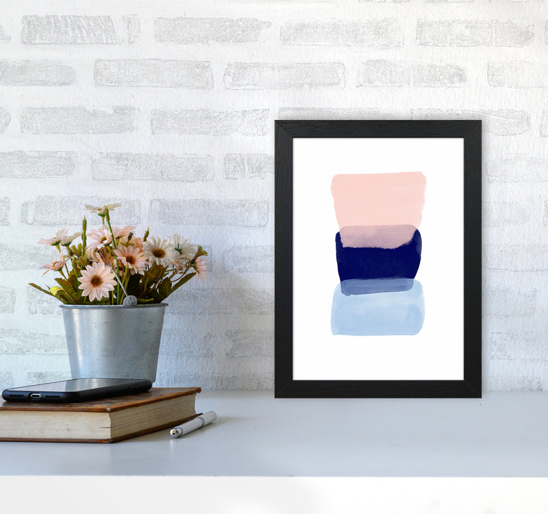 Three Colors Strokes Abstract Art Print by Seven Trees Design A4 White Frame