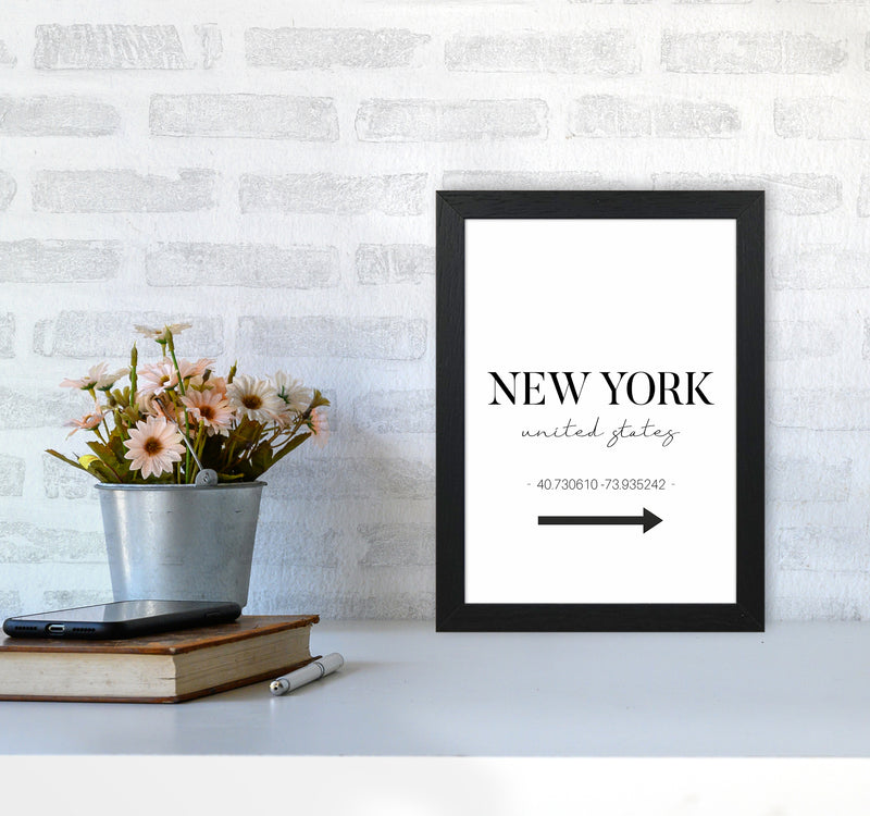 To New York Sign Art Print by Seven Trees Design A4 White Frame