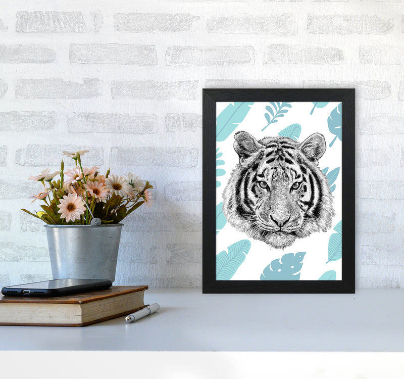Tropical Tiger Animal Art Print by Seven Trees Design A4 White Frame