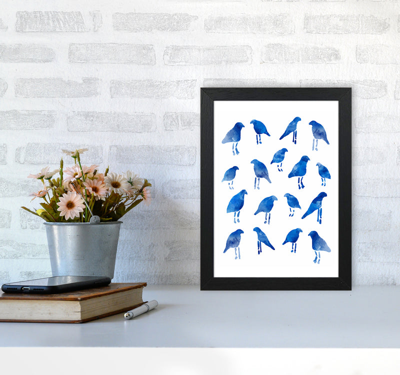 Watercolor Blue Birds Art Print by Seven Trees Design A4 White Frame