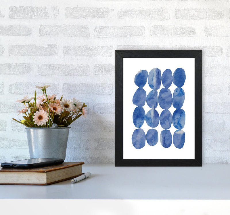 Watercolor Blue Stones Art Print by Seven Trees Design A4 White Frame