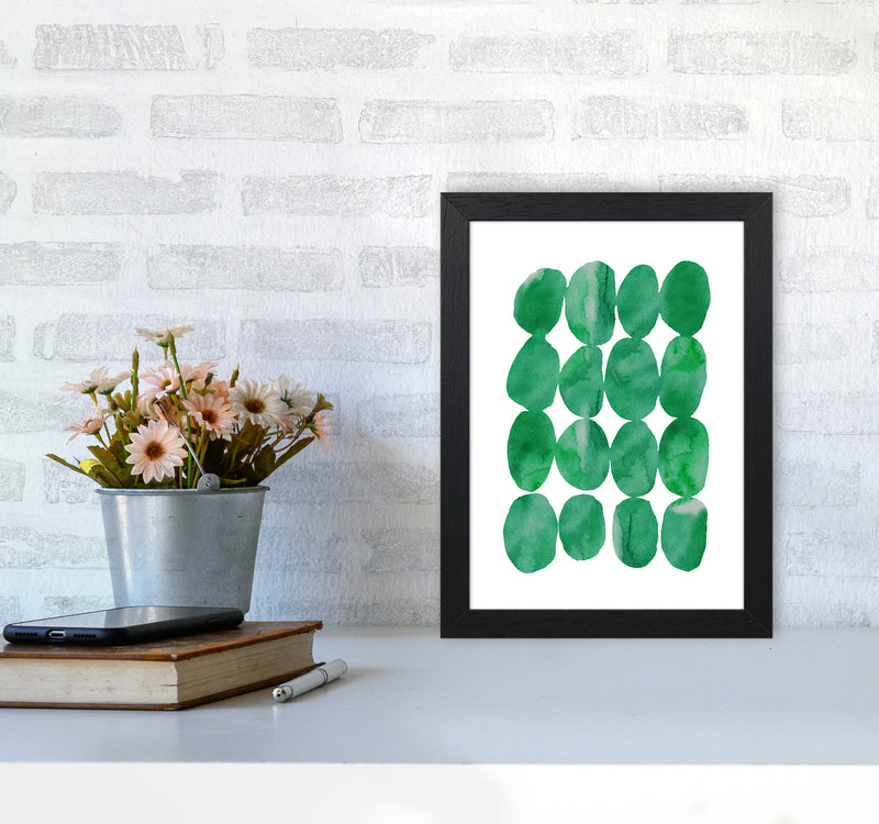 Watercolor Emerald Stones Art Print by Seven Trees Design A4 White Frame