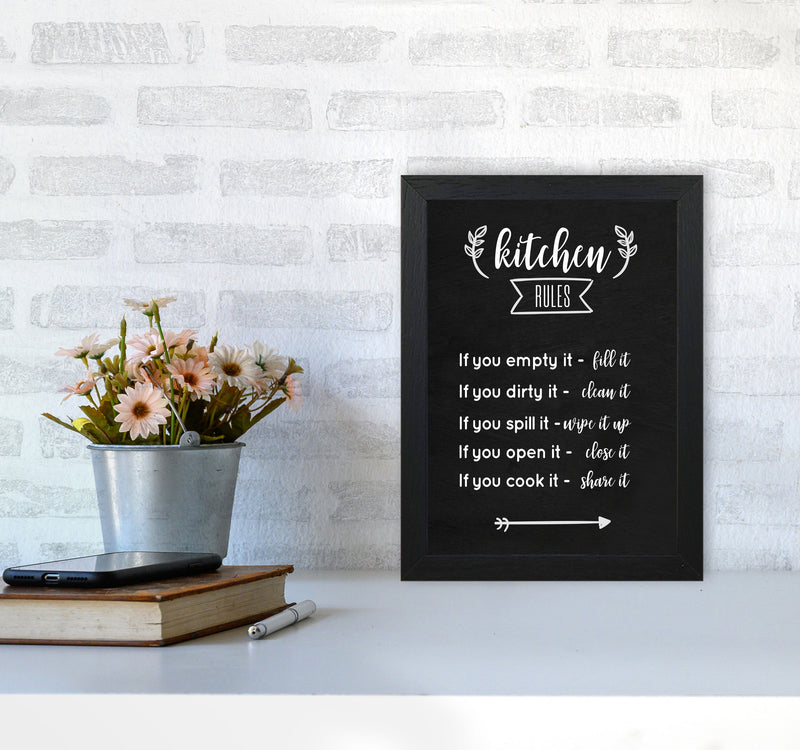 Kitchen rules Art Print by Seven Trees Design A4 White Frame