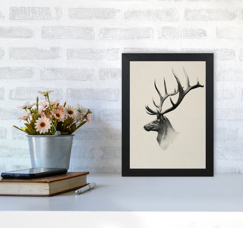 Mountain Reindeer Art Print by Seven Trees Design A4 White Frame
