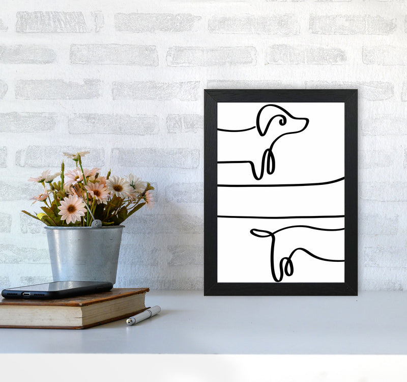 One Line dachshund Art Print by Seven Trees Design A4 White Frame