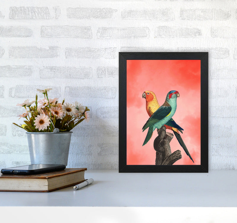 The Birds and the pink sky I Art Print by Seven Trees Design A4 White Frame