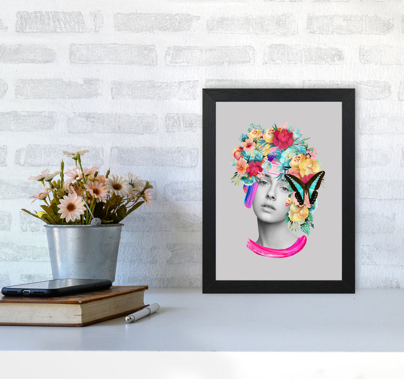 The Girl and the Butterfly Art Print by Seven Trees Design A4 White Frame