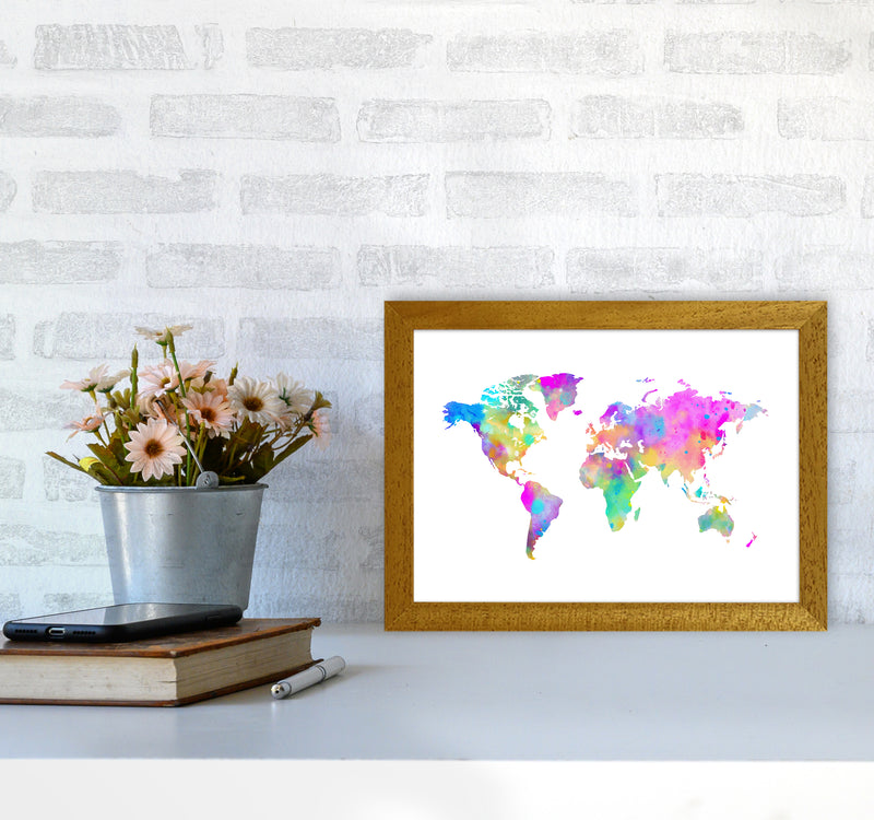 Colorful Watercolor Map Art Print by Seven Trees Design A4 Print Only