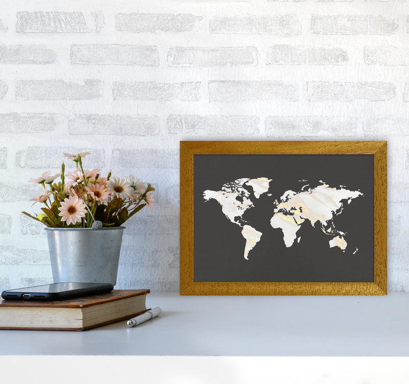 Marble Gold World Map Art Print by Seven Trees Design A4 Print Only