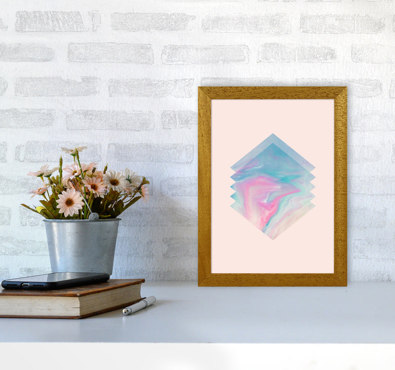 Pink Aqua Marble Abstract Art Print by Seven Trees Design A4 Print Only