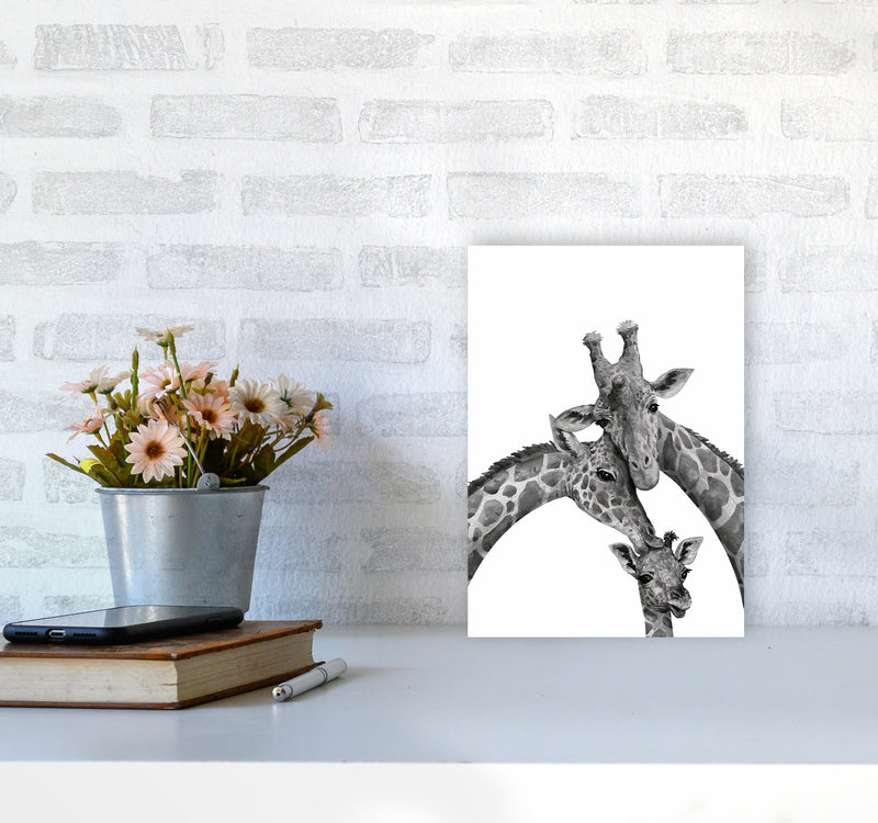 Giraffe Family Photography Art Print by Seven Trees Design A4 Black Frame