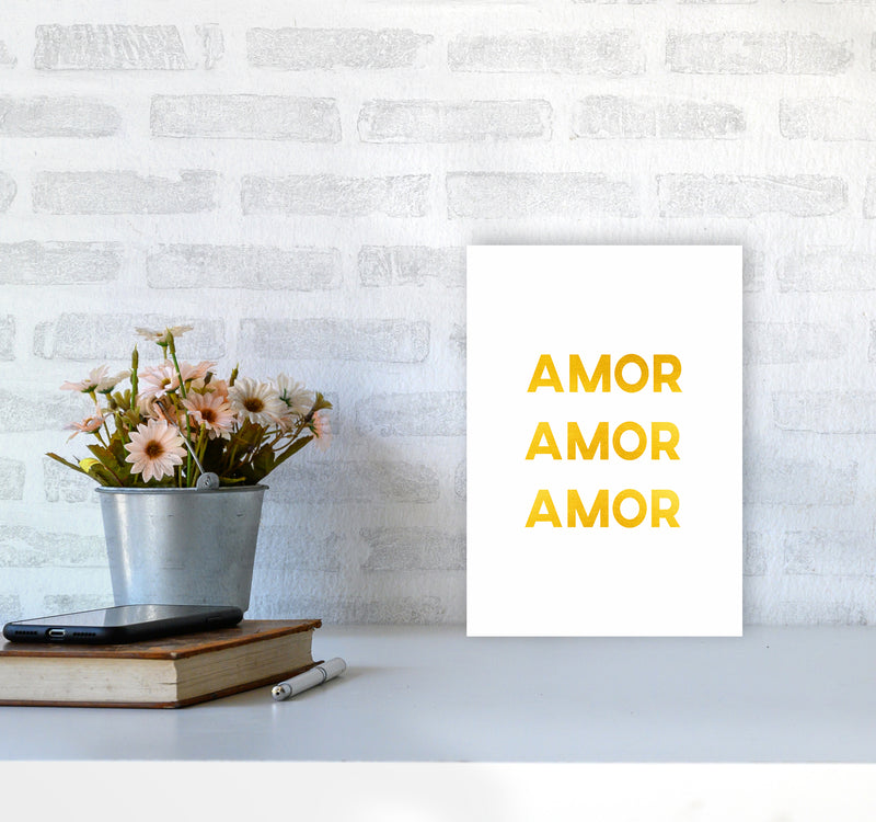 Amor Amor Amor Quote Art Print by Seven Trees Design A4 Black Frame