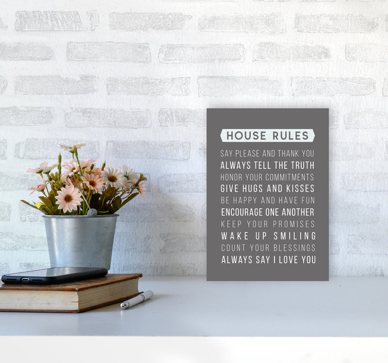 House Rules Quote Art Print by Seven Trees Design A4 Black Frame